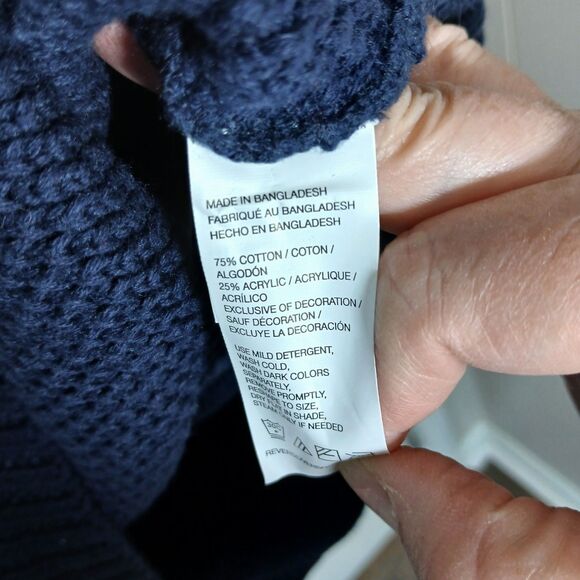 IZOD Sweater Men L 1/4 Zip Fair Isle Nordic Pullover Ski Navy Blue Preppy Chunky - Picture 12 of 16